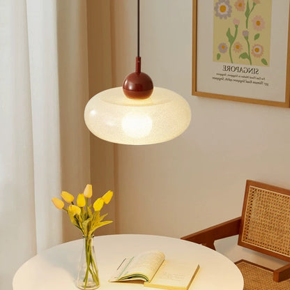 Hanglamp Retro met Glazen Kap en Ronde Fitting