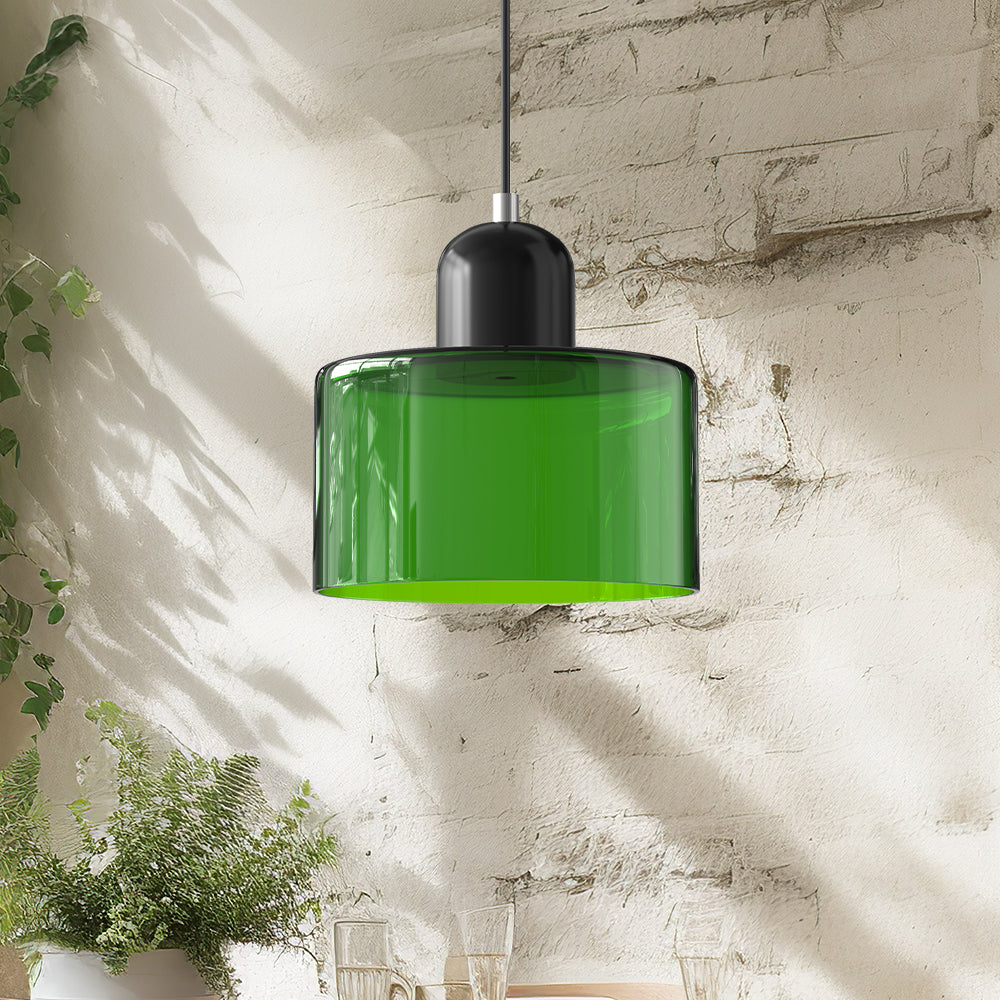 Hanglamp Retro met Glazen Kap en Verstelbare Kabellengte
