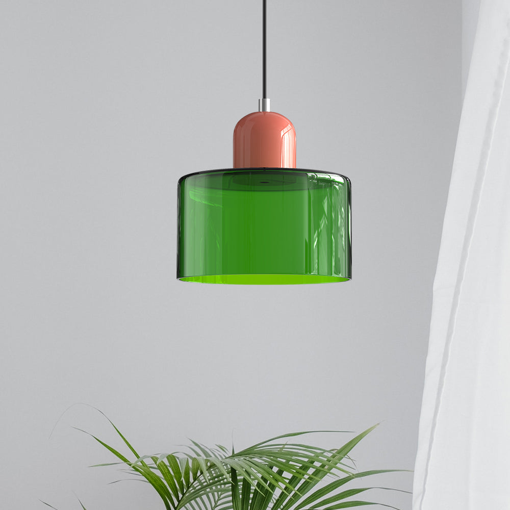Hanglamp Retro met Glazen Kap en Verstelbare Kabellengte
