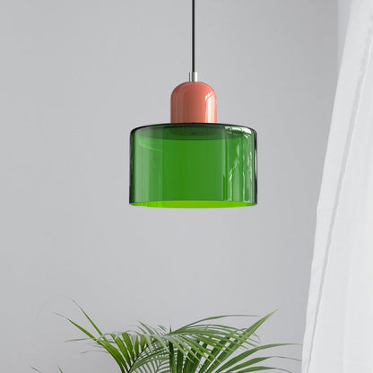 Hanglamp Retro met Glazen Kap en Verstelbare Kabellengte