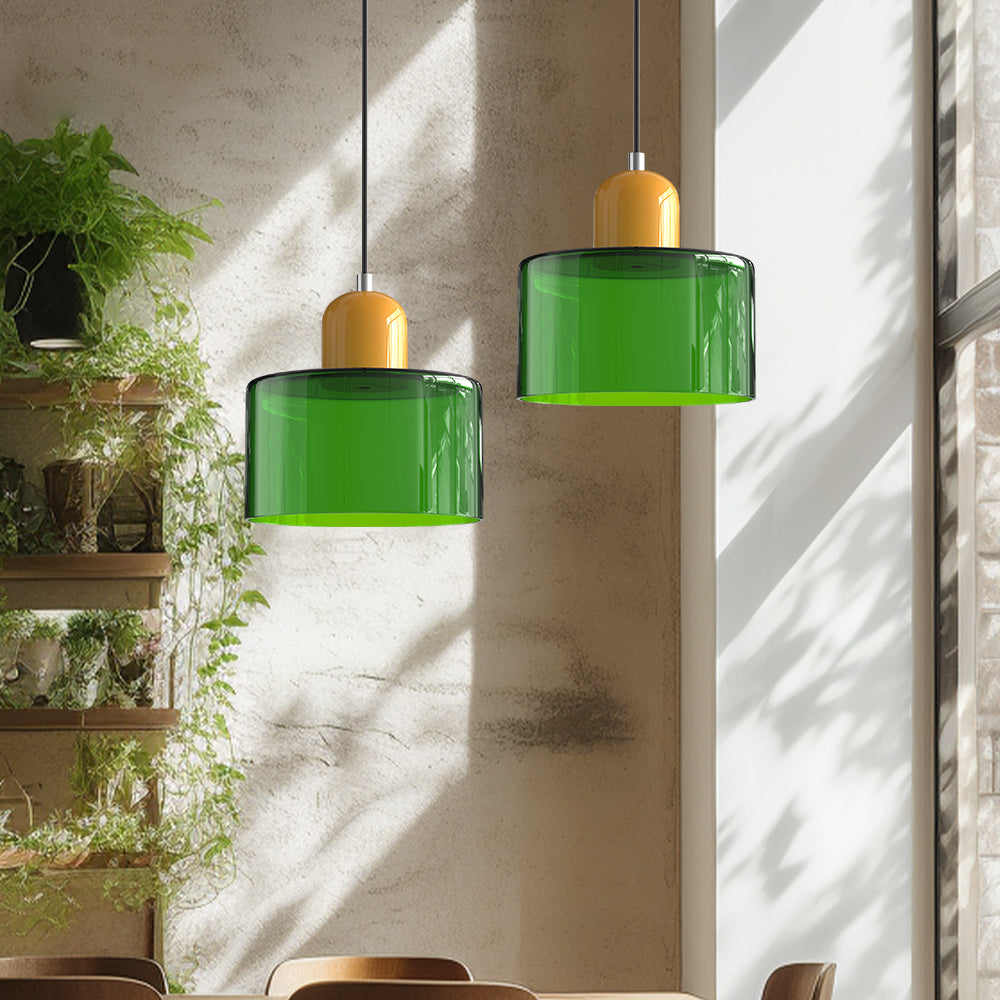 Hanglamp Retro met Glazen Kap en Verstelbare Kabellengte