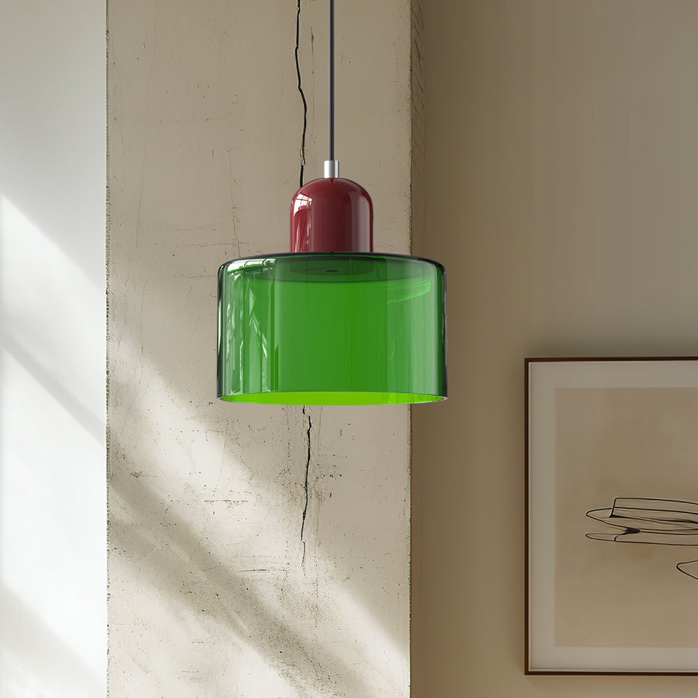 Hanglamp Retro met Glazen Kap en Verstelbare Kabellengte