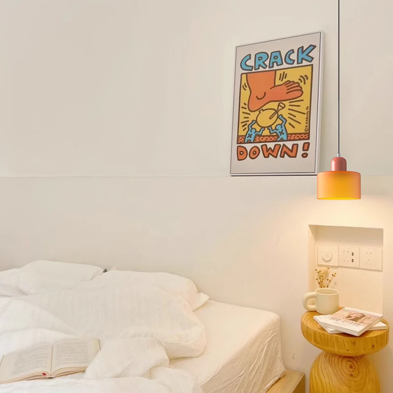 Hanglamp Retro met Glazen Kap en Verstelbare Kabellengte