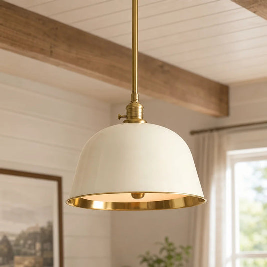 Hanglamp Retro met Koepelkap en Messing Binnenzijde