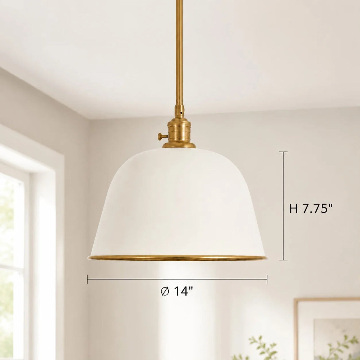 Hanglamp Retro met Koepelkap en Messing Binnenzijde