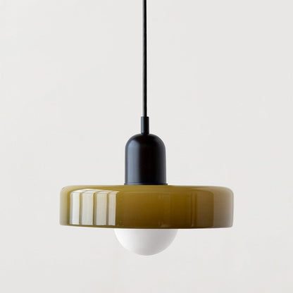 Hanglamp Retro met Schijfvormige Glazen Kap en Verstelbare Hoogte