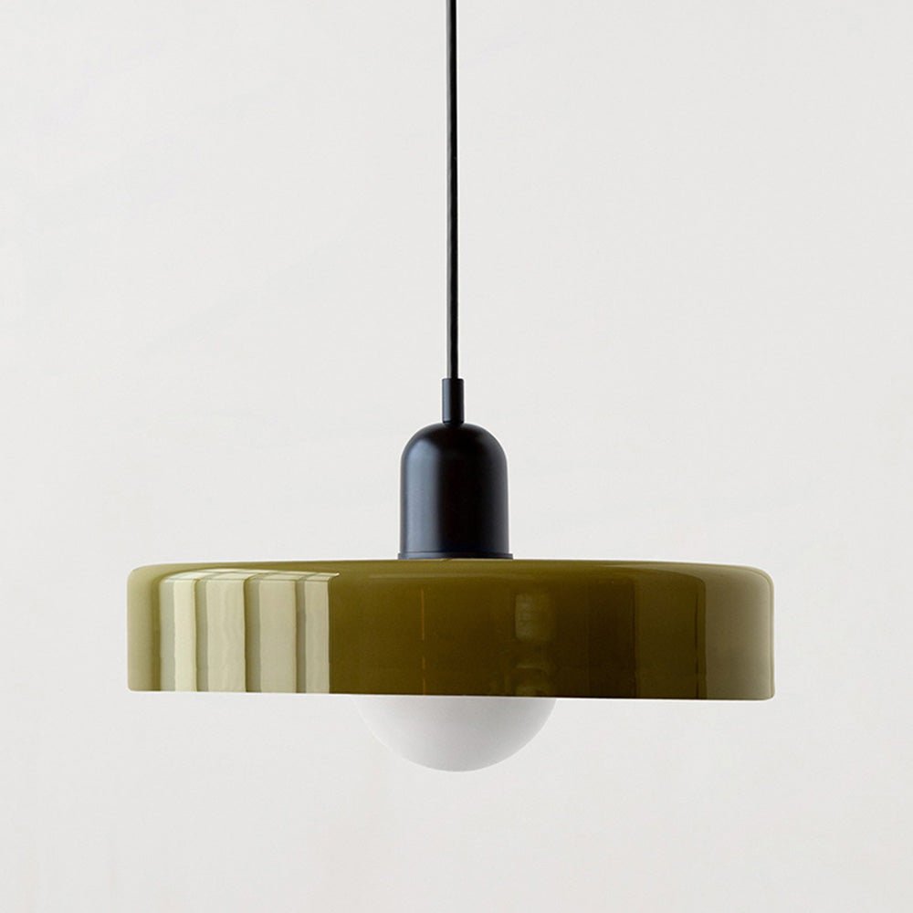 Hanglamp Retro met Schijfvormige Glazen Kap en Verstelbare Hoogte