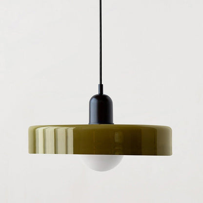 Hanglamp Retro met Schijfvormige Glazen Kap en Verstelbare Hoogte
