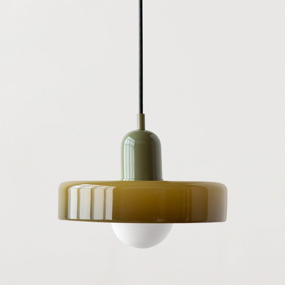 Hanglamp Retro met Schijfvormige Glazen Kap en Verstelbare Hoogte