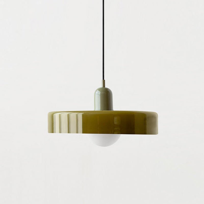 Hanglamp Retro met Schijfvormige Glazen Kap en Verstelbare Hoogte