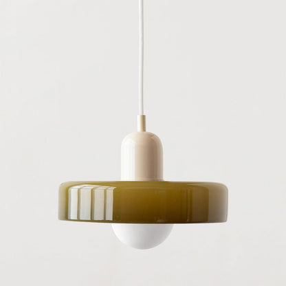 Hanglamp Retro met Schijfvormige Glazen Kap en Verstelbare Hoogte