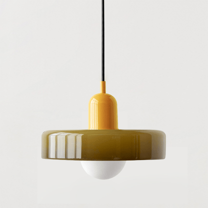 Hanglamp Retro met Schijfvormige Glazen Kap en Verstelbare Hoogte