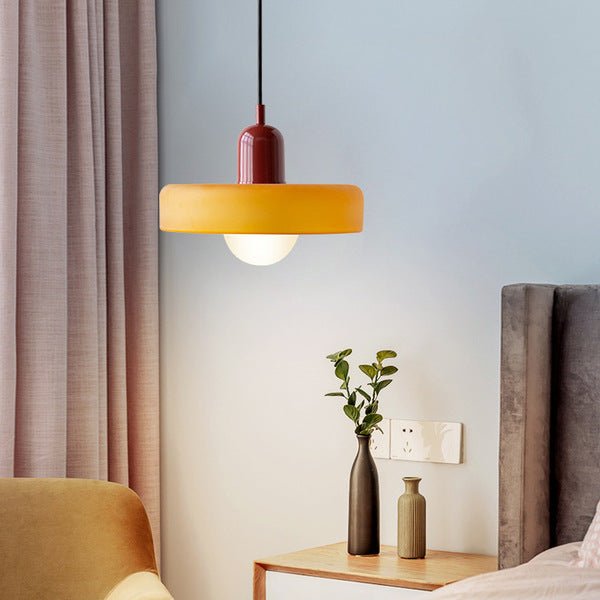 Hanglamp Retro met Schijfvormige Glazen Kap en Verstelbare Hoogte