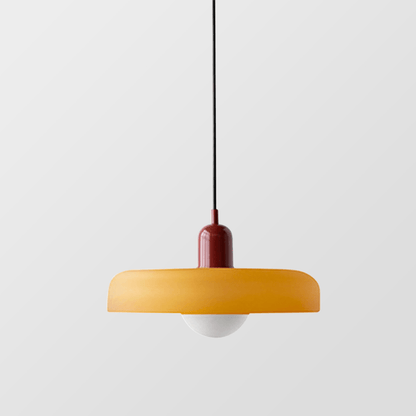Hanglamp Retro met Schijfvormige Glazen Kap en Verstelbare Hoogte
