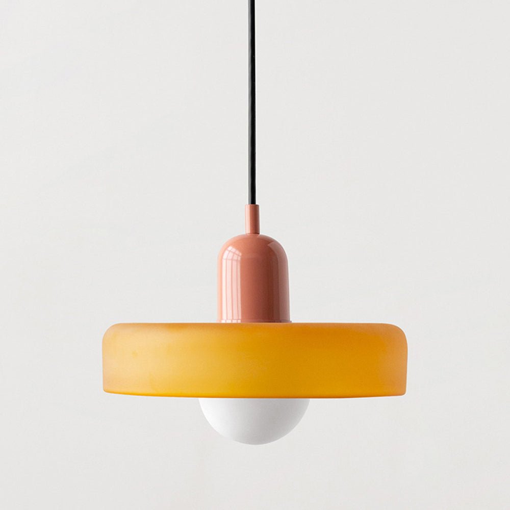 Hanglamp Retro met Schijfvormige Glazen Kap en Verstelbare Hoogte