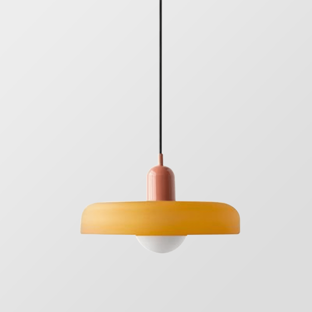 Hanglamp Retro met Schijfvormige Glazen Kap en Verstelbare Hoogte