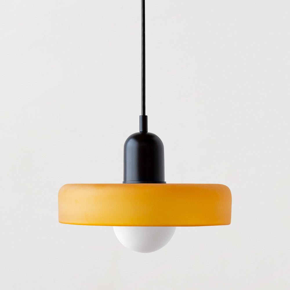 Hanglamp Retro met Schijfvormige Glazen Kap en Verstelbare Hoogte