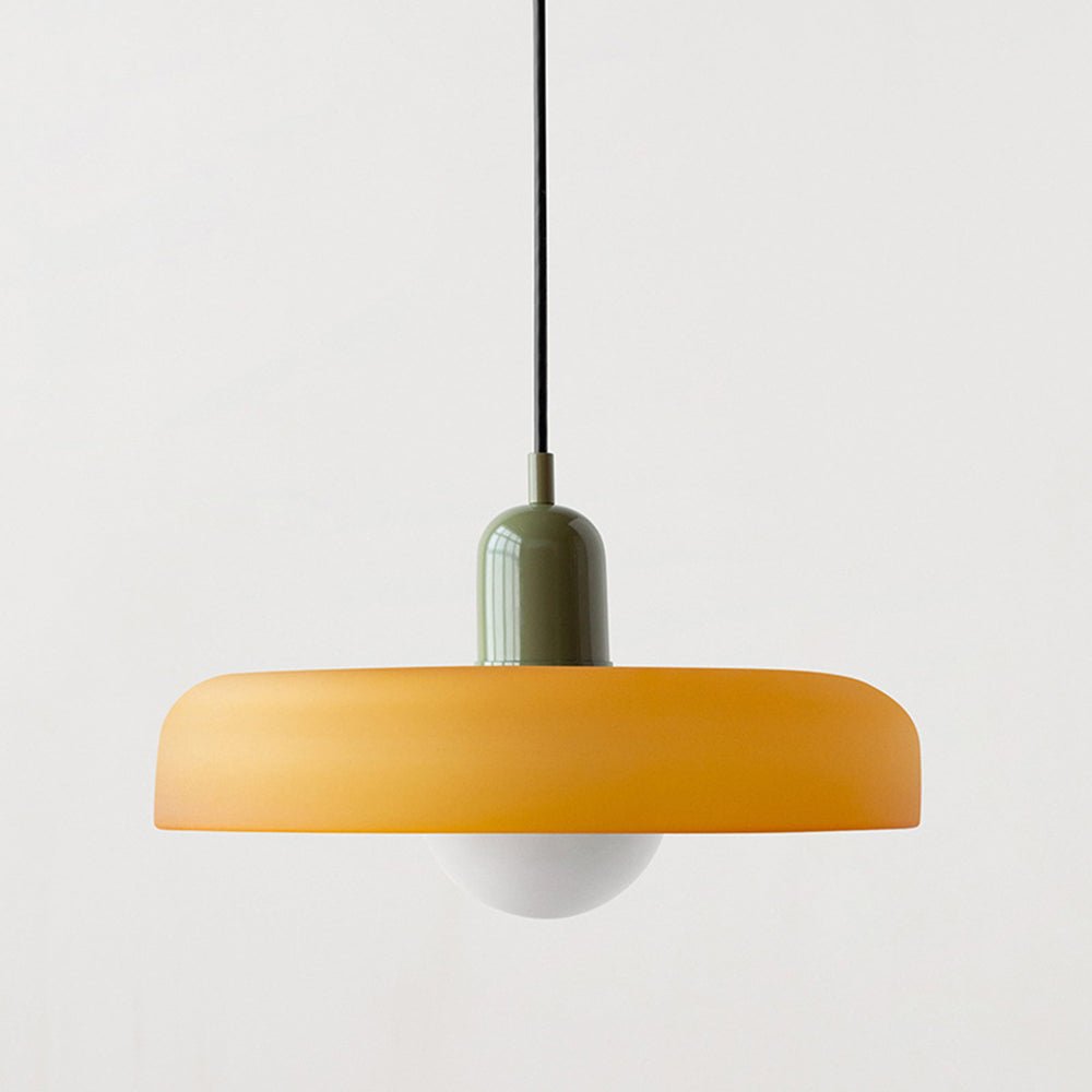 Hanglamp Retro met Schijfvormige Glazen Kap en Verstelbare Hoogte