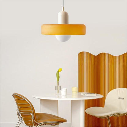Hanglamp Retro met Schijfvormige Glazen Kap en Verstelbare Hoogte