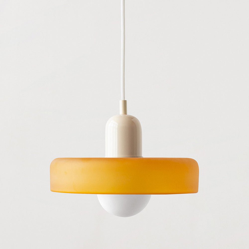 Hanglamp Retro met Schijfvormige Glazen Kap en Verstelbare Hoogte