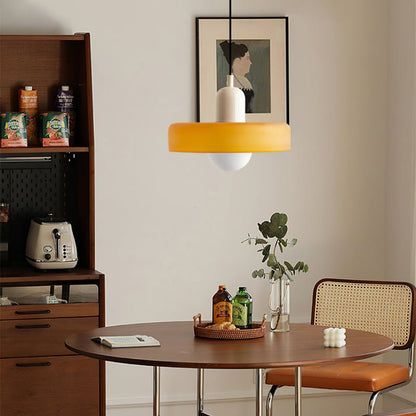 Hanglamp Retro met Schijfvormige Glazen Kap en Verstelbare Hoogte