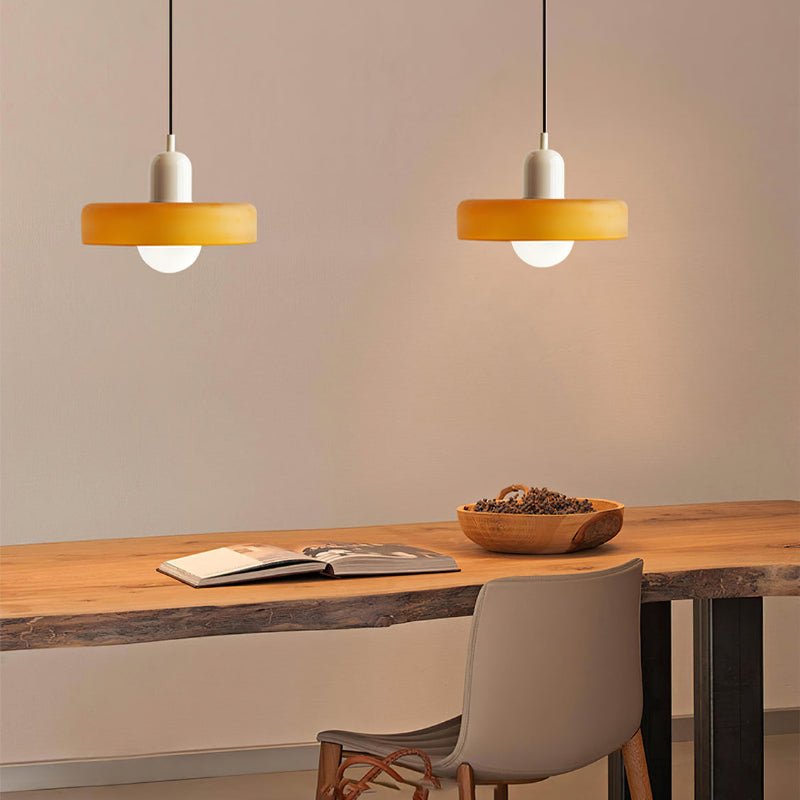 Hanglamp Retro met Schijfvormige Glazen Kap en Verstelbare Hoogte