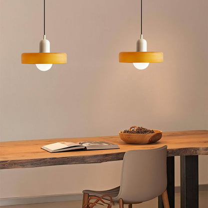 Hanglamp Retro met Schijfvormige Glazen Kap en Verstelbare Hoogte