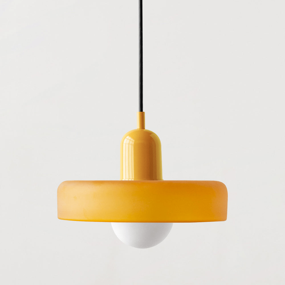 Hanglamp Retro met Schijfvormige Glazen Kap en Verstelbare Hoogte
