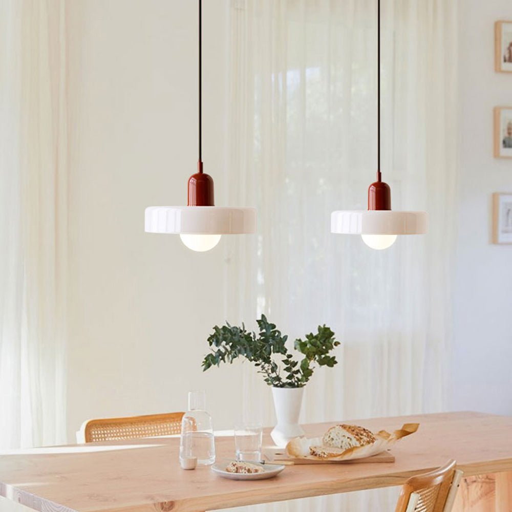 Hanglamp Retro met Schijfvormige Glazen Kap en Verstelbare Hoogte