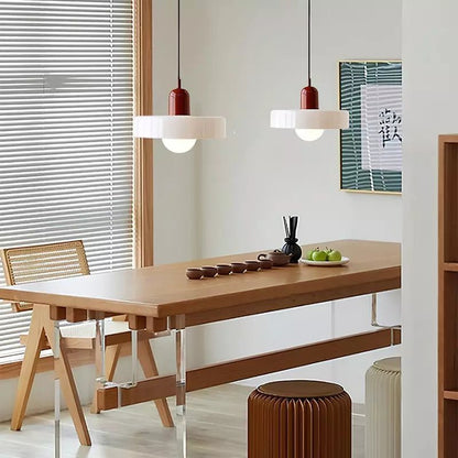 Hanglamp Retro met Schijfvormige Glazen Kap en Verstelbare Hoogte