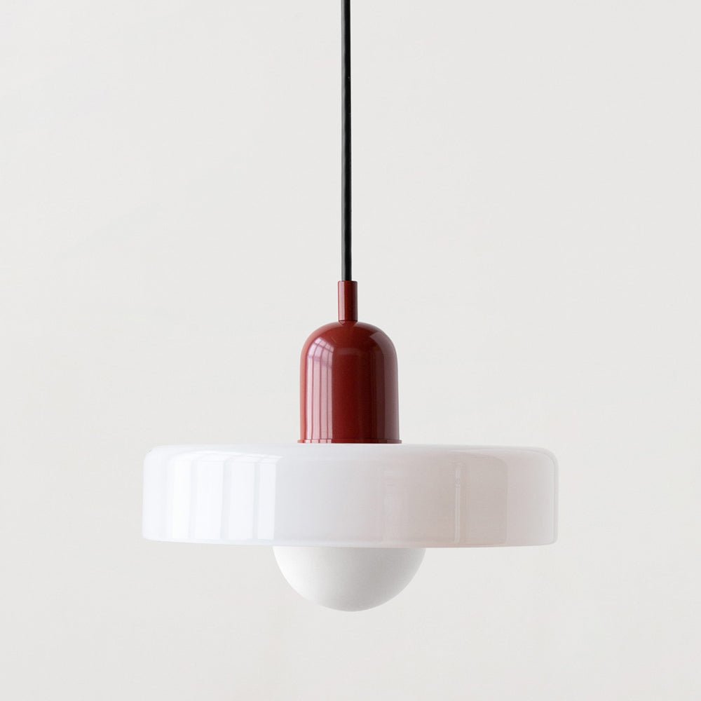 Hanglamp Retro met Schijfvormige Glazen Kap en Verstelbare Hoogte