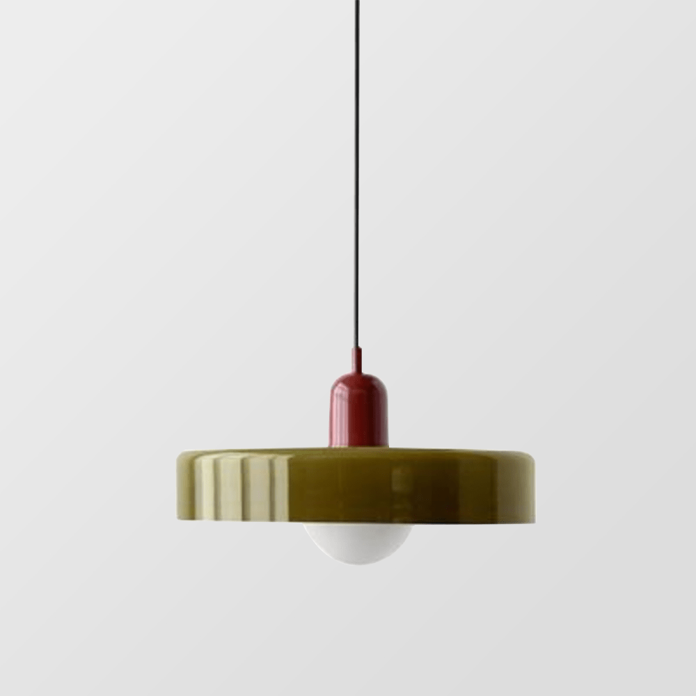 Hanglamp Retro met Schijfvormige Glazen Kap en Verstelbare Hoogte