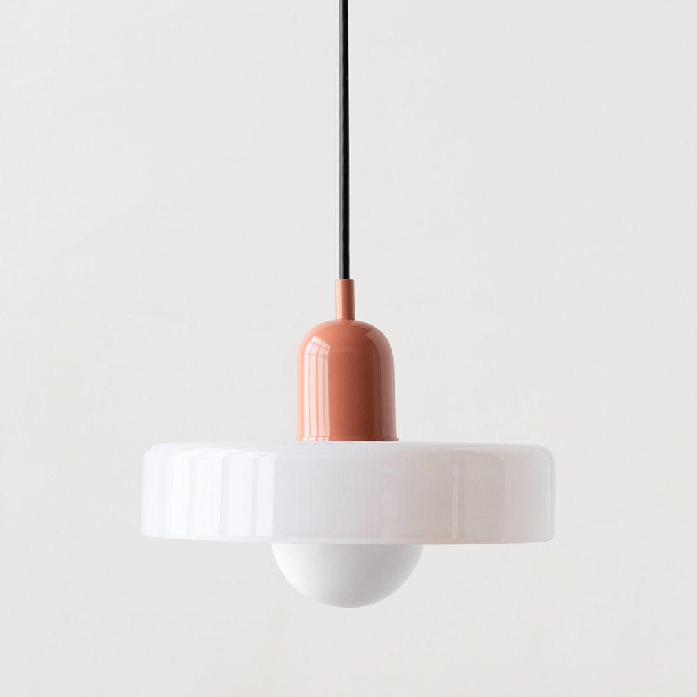 Hanglamp Retro met Schijfvormige Glazen Kap en Verstelbare Hoogte