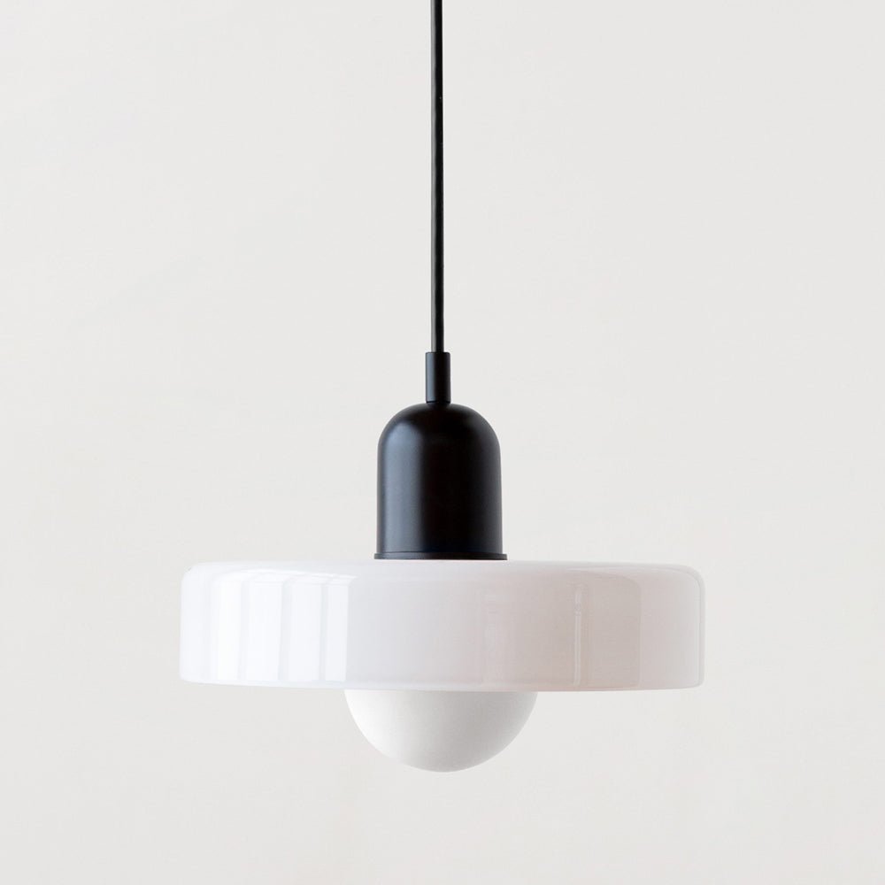 Hanglamp Retro met Schijfvormige Glazen Kap en Verstelbare Hoogte