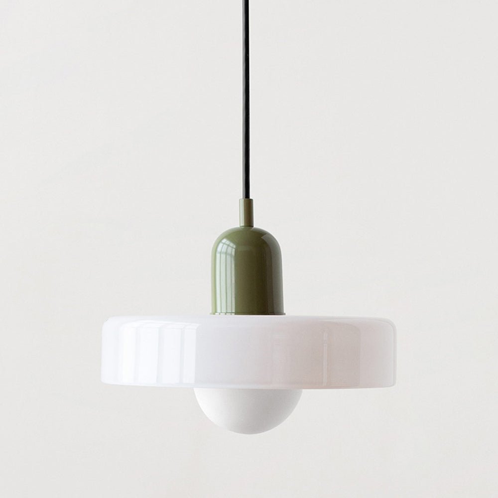 Hanglamp Retro met Schijfvormige Glazen Kap en Verstelbare Hoogte