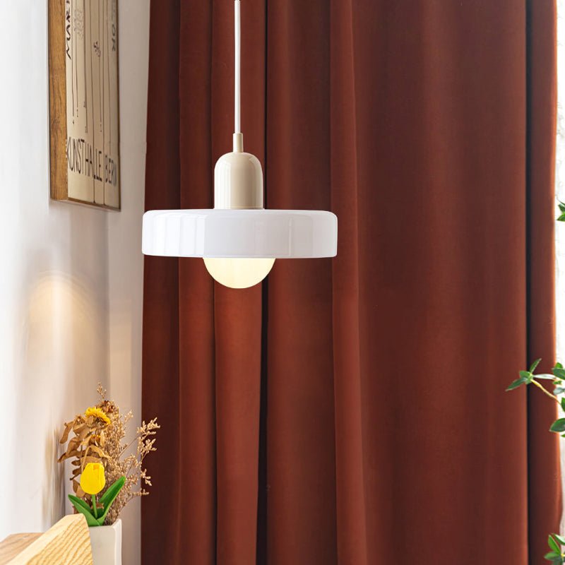 Hanglamp Retro met Schijfvormige Glazen Kap en Verstelbare Hoogte