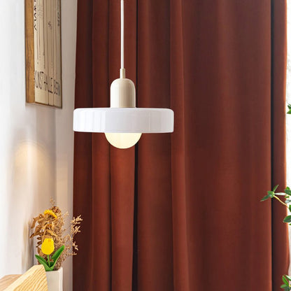 Hanglamp Retro met Schijfvormige Glazen Kap en Verstelbare Hoogte
