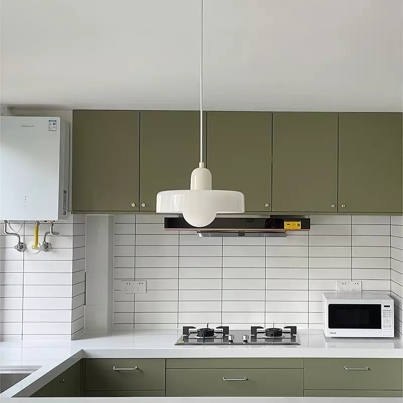 Hanglamp Retro met Schijfvormige Glazen Kap en Verstelbare Hoogte