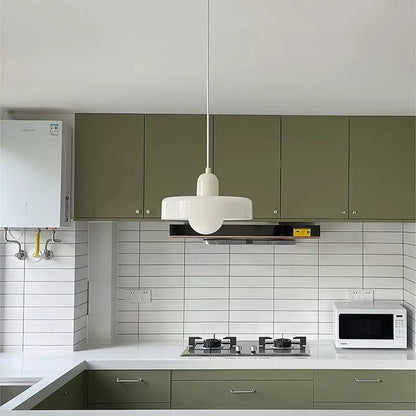 Hanglamp Retro met Schijfvormige Glazen Kap en Verstelbare Hoogte