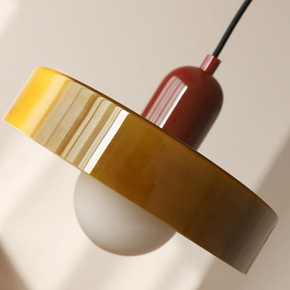 Hanglamp Retro met Schijfvormige Glazen Kap en Verstelbare Hoogte