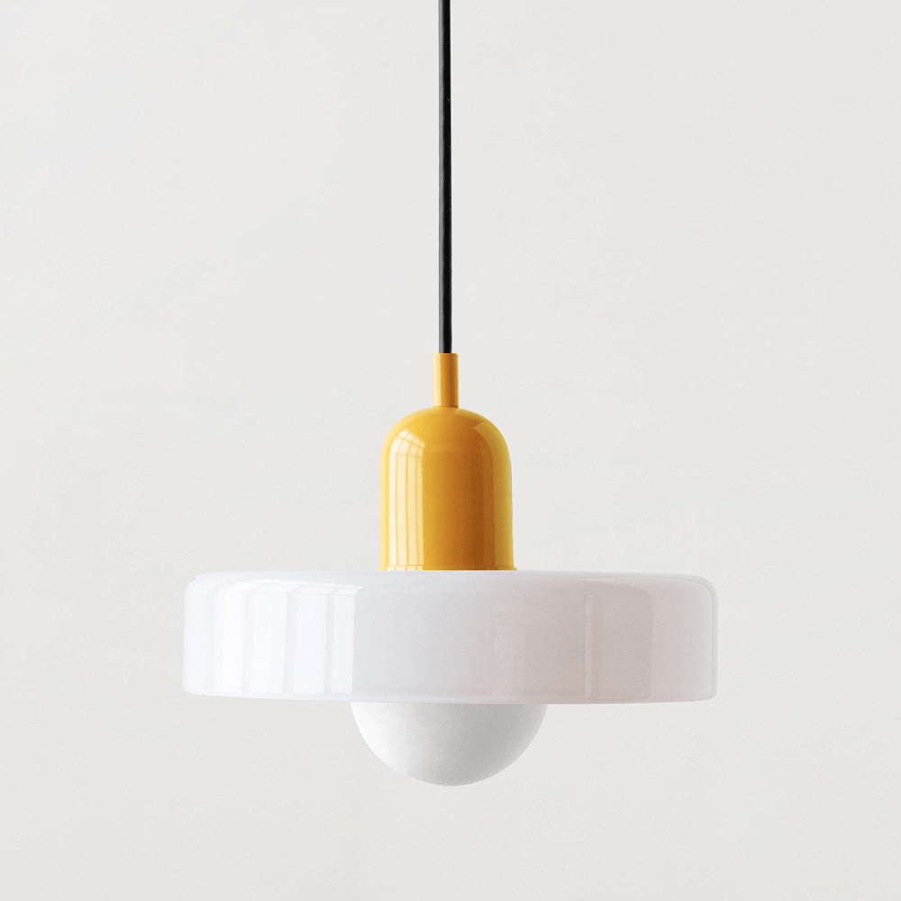 Hanglamp Retro met Schijfvormige Glazen Kap en Verstelbare Hoogte