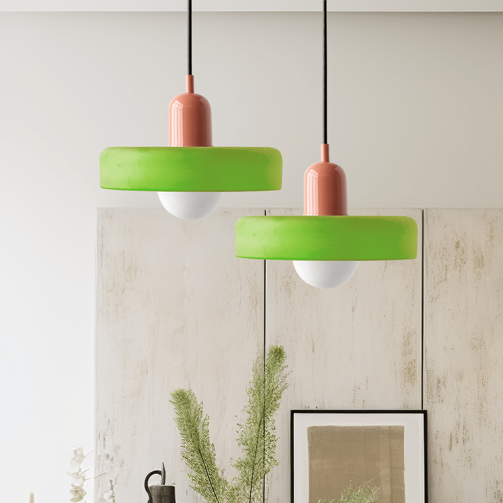 Hanglamp Retro met Schijfvormige Glazen Kap en Verstelbare Hoogte