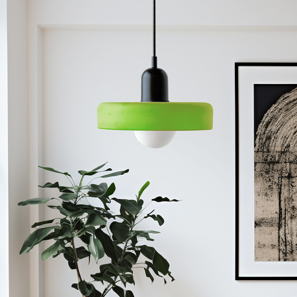 Hanglamp Retro met Schijfvormige Glazen Kap en Verstelbare Hoogte