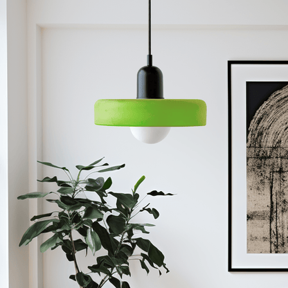 Hanglamp Retro met Schijfvormige Glazen Kap en Verstelbare Hoogte