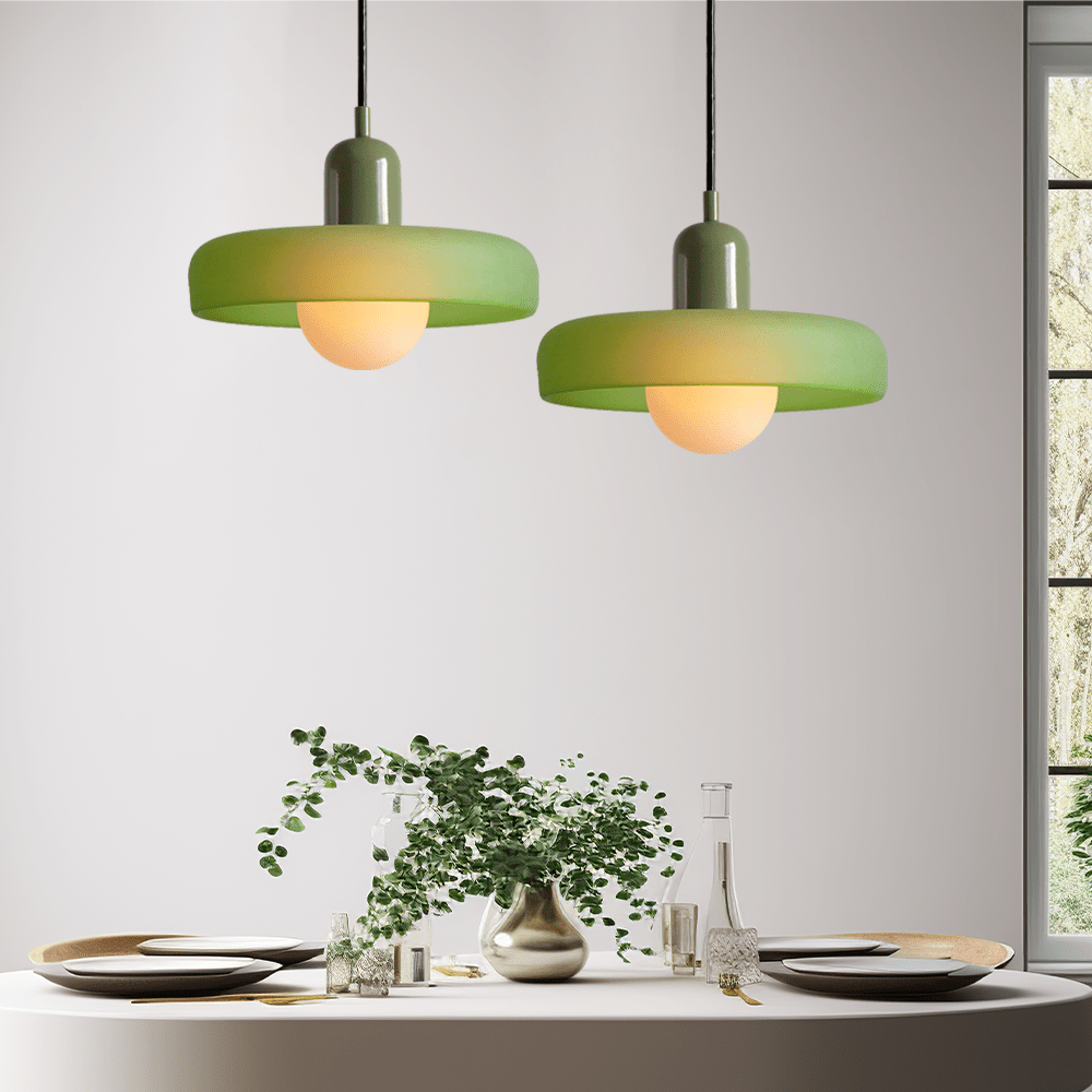 Hanglamp Retro met Schijfvormige Glazen Kap en Verstelbare Hoogte