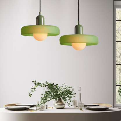 Hanglamp Retro met Schijfvormige Glazen Kap en Verstelbare Hoogte