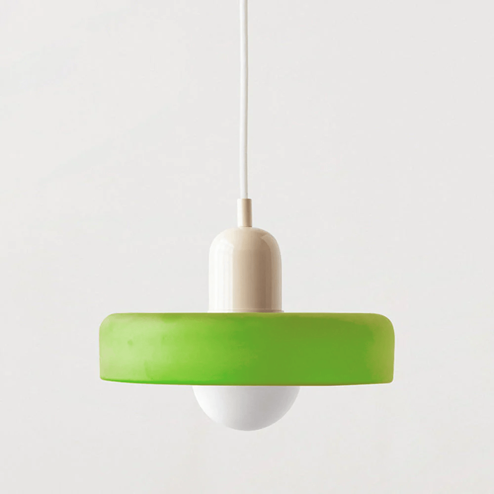 Hanglamp Retro met Schijfvormige Glazen Kap en Verstelbare Hoogte