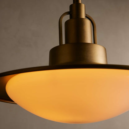 Hanglamp Retro met Schijfvormige Kap en Opaalglzen Bol