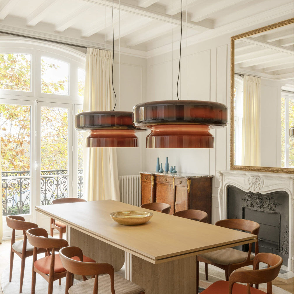 Hanglamp Retro met Tweelaagsig Glazen Kap en Verstelbare Hoogte