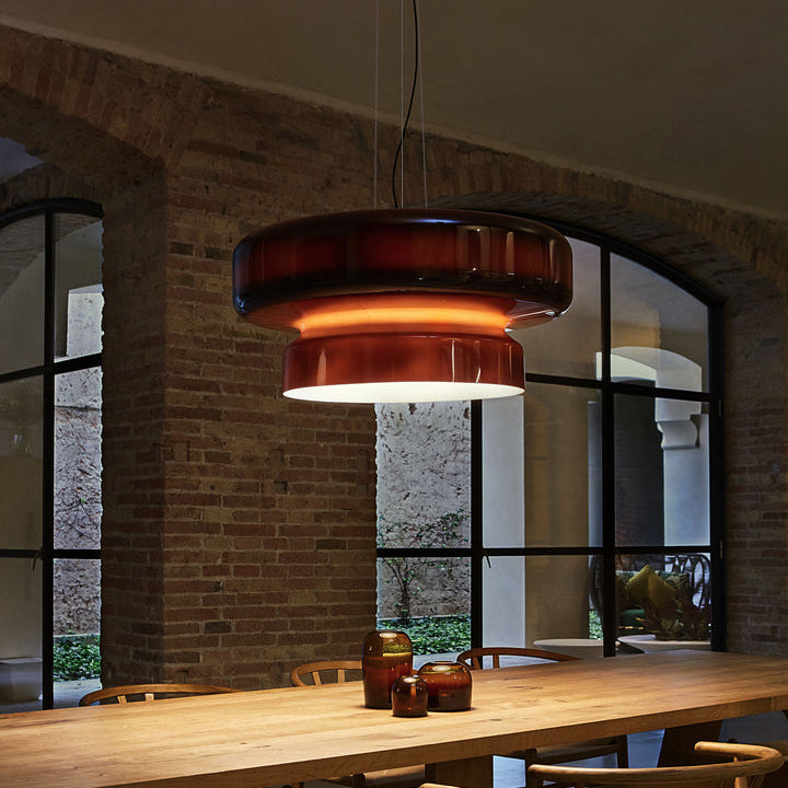 Hanglamp Retro met Tweelaagsig Glazen Kap en Verstelbare Hoogte